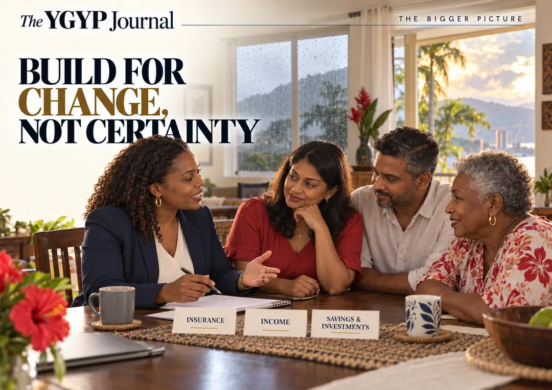 Trinidad family reviewing an adaptable financial plan with an adviser.