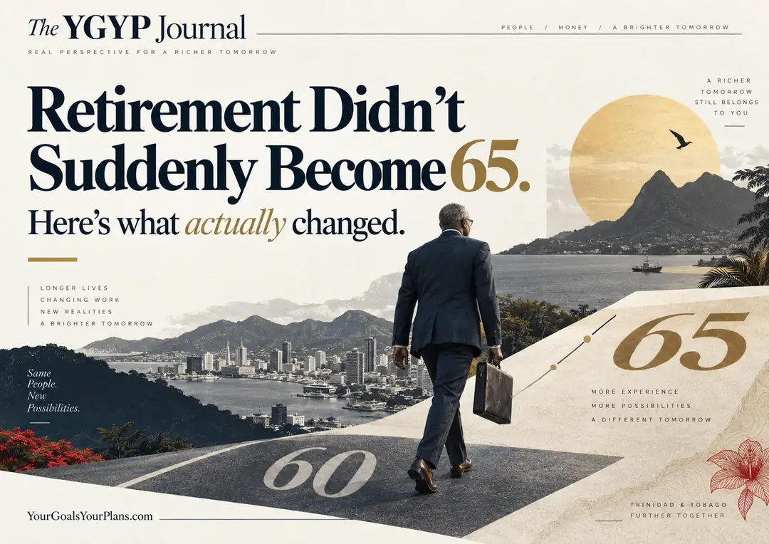 A professional walking from age 60 toward 65, illustrating changing NIS pension ages in Trinidad and Tobago.